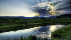 Clouds Landscapes grass rivers