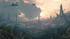 Clouds Landscapes Trees futuristic