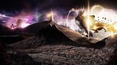 Clouds Landscapes Trees multicolor