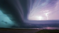 Clouds Lightning roads Supercell Nebraska