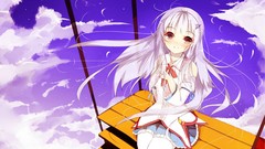 Clouds long hair anime girls pantyhose Senya Fuurin (Artist)