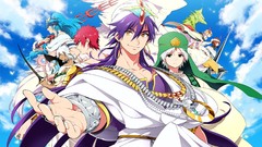 Clouds magic Birds wings Dragons Anime skies mage sinbad magi 
