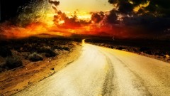 Clouds moon asphalt roads