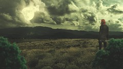 Clouds moon woman nostalgia