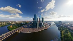Clouds Moscow Bridges cityscapes blue skies fisheye effect