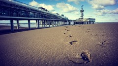 Clouds ocean Beaches footsteps