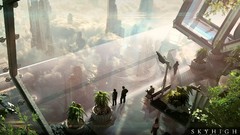 Clouds Plants cityscapes Tigaer Hecker futurist