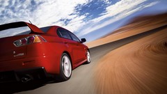 Clouds red cars roads back view vehicles taillights mitsubishi 