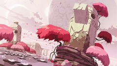 Clouds ruins planets artwork