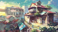 Clouds shop houses store cityscapes artwork