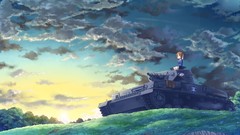 Clouds sky anime girls brunettes tanks girls und panzer 
