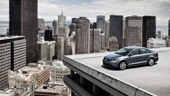 Clouds Skyscrapers cars Roof Volkswagen German cities 