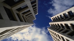 Clouds Skyscrapers worms eye