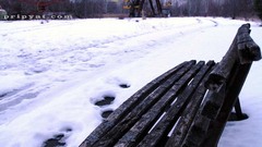 Clouds snow Pripyat bench