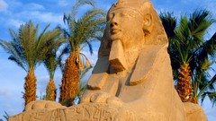 Clouds sphinx Egypt palm trees Egyptian avenue Luxor Avenue of 