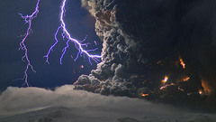 Clouds storm lightning bolts