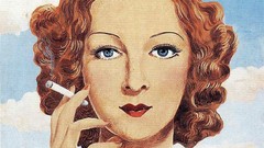 Clouds surrealism woman paintings Cigarettes blue eyes redheads 