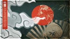 Clouds text Plants bamboo Japanese fans hair ornaments 