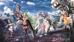 Clouds text weapons headphones Robots ruins dress navel gloves 