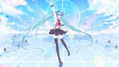 Clouds tie numbers skirts blush long hair hatsune miku vocaloid 
