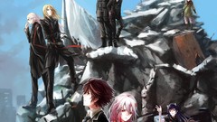 Clouds War weapons Guns king glasses ruins tie socks beard 