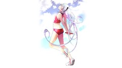 Clouds white Anime white hair long hair pink eyes anime girls 