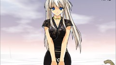 Clouds white hair long hair anime girls blue eyes twintails 