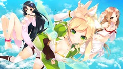 Clouds wings dress Shorts flying bows stockings blondes 