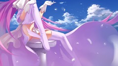 Clouds wings feathers dress goddess gloves sitting Pillars 