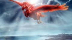 Clouds wings red Horses