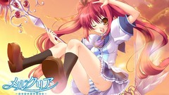 Clouds woman Anime blush pink hair anime girls skies yellow 