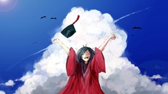 Clouds woman happy graduation