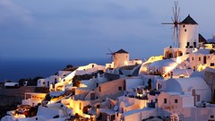 Coast evening Greece architecture buildings historic 