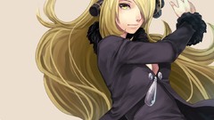 Coat Pokemon blondes long hair yellow eyes cleavage Simple 