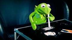 Cocaine kermit the frog muppet Sesame Street