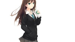 Coffee Anime brown drinks long hair shibuya rin seifuku