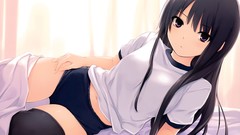 Coffee Anime long hair anime girls black hair black eyes purple 