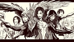 Coffee Characters monochrome rough marker artwork even cowgirls 