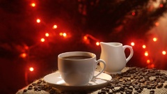 Coffee red background beans