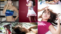 Collage asians skirts brunettes models lying down Korean 