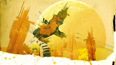 Collage orange abstract represent futura