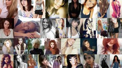 Collage woman blondes asians brunettes redheads portraits 