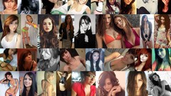 Collage woman blondes brunettes freckles bra redheads bikini 