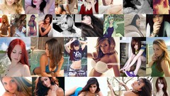 Collage woman blondes brunettes portraits self-portrait self 