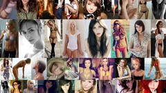 Collage woman blondes brunettes redheads bikini self-portrait 