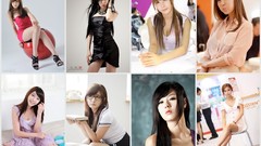 Collage woman glasses legs asians brunettes models Korean girls 