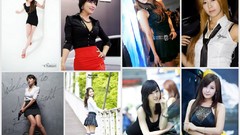 Collage woman legs asians brunettes models Korean Hwang Mi Hee 