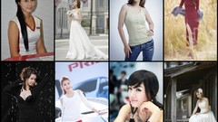 Collage woman legs asians brunettes models Korean Hwang Mi Hee 