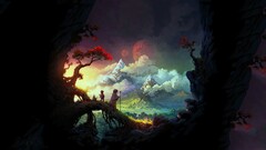 colorful The Wormworld Saga fantasy art Mountains landscape City