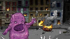 comics artwork Blob (character) fire burning street creature